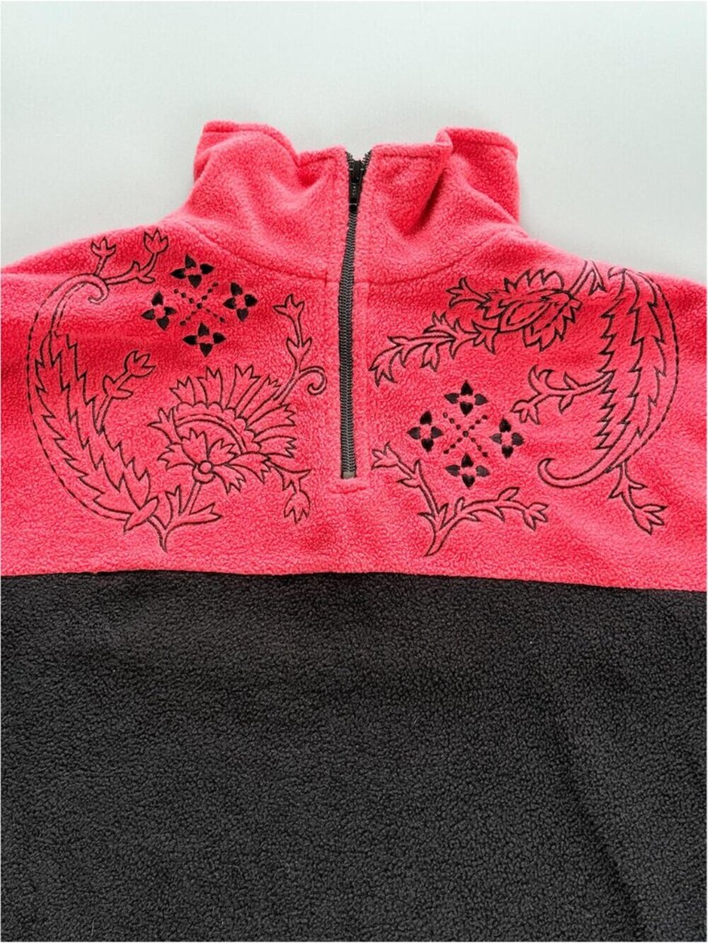 TanJay Fleece Pullover Womens Large, Pink Black Quarter Zip Sweater Vintage - Picture 2 of 4
